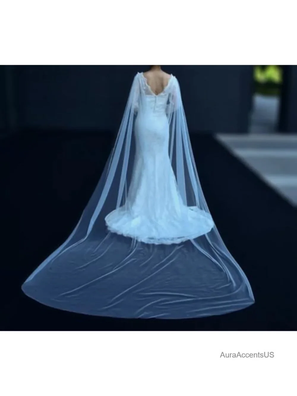 Cathedral bridal cape veil long tulle wedding shawl